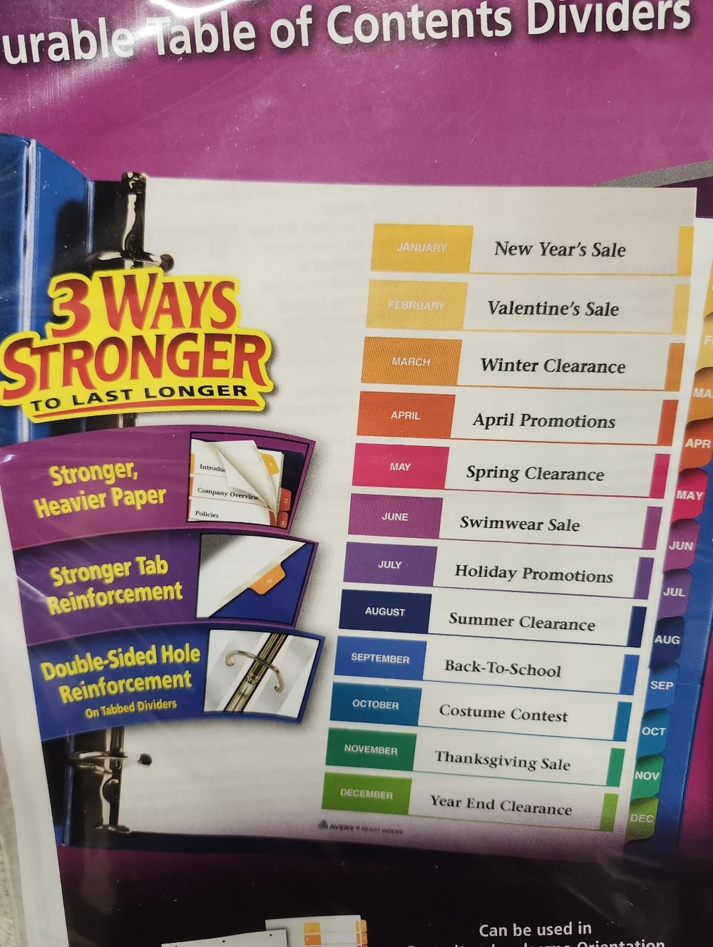 New Avery Ready Index Table of Contents Monthly Dividers, 12-Tab, for 8.5x11